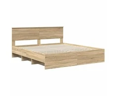 Lova Lovos rėmas Sonoma ąžuolas 200 x 200 cm Apdirbta mediena