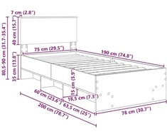 Lova Lovos rėmas Sonoma ąžuolas 80 x 200 cm Apdirbta mediena