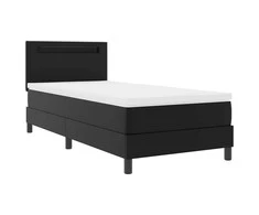 Kiemas lova su LED juostelėmis Juoda 90 x 190 cm Dirbtinė oda