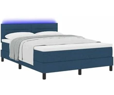 Kiemas lova su čiužiniu su LED Mėlyna 160 x 200 cm audinys