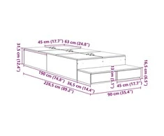 Lova su daiktų laikymo vieta su stalčių Juodas ąžuolas 90 cm