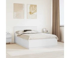 Lova Lovos rėmas su galvūgalio Balta 150 x 200 cm Apdirbta mediena