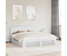 Lova Lovos rėmas su galvūgalio Balta 180 x 200 cm Apdirbta mediena