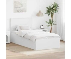 Lova Lovos rėmas su galvūgalio Balta 75 x 190 cm Apdirbta mediena