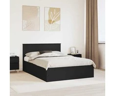 Lova Lovos rėmas su galvūgalio Juoda 150 x 200 cm Apdirbta mediena