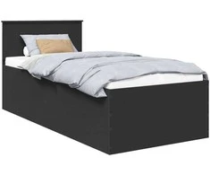 Lova Lovos rėmas su galvūgalio Juoda 75 x 190 cm Apdirbta mediena