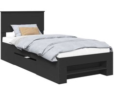 Lova Lovos rėmas su galvūgalio Juoda 90 x 200 cm Apdirbta mediena