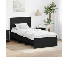 Lova Lovos rėmas su galvūgalio Juoda 90 x 200 cm Apdirbta mediena