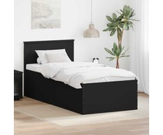 Lova Lovos rėmas su galvūgalio Juoda 90 x 200 cm Apdirbta mediena