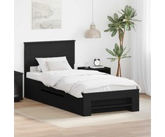 Lova Lovos rėmas su galvūgalio Juoda 90 x 200 cm Apdirbta mediena