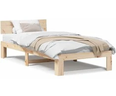 Lova Lovos rėmas Natūrali 90 x 190 cm Kietos pušies mediena