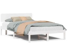 Lova Lovos rėmas Balta 135 x 190 cm Kietos pušies mediena
