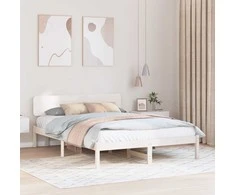 Lovos rėmas Balta 150 x 200 cm Kietos pušies mediena