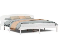 Lova Lovos rėmas Balta 200 x 200 cm Kietos pušies mediena