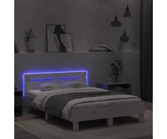 Lovos rėmas su galvūgaliu ir LED, baltos spalvos, 120x200cm
