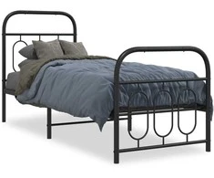 Lova Lovos rėmas su galvūgaliu/kojūgaliu, juodas, 75x190cm, metalas