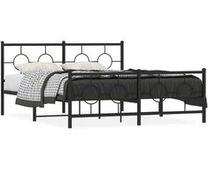 Lovos rėmas su galvūgaliu/kojūgaliu, juodas, 150x200cm, metalas