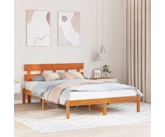 Lova Lovos rėmas Ruda 140 x 200 cm Pušies medienos masyvas