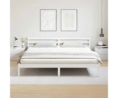 Lova Lovos rėmas Balta 225,5 x 205,5 x 69,5 cm Kietas pušies medis