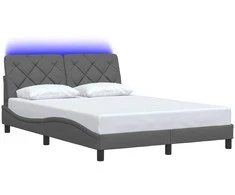 Lovos rėmas su LED be čiužinio, tamsiai pilkas, 140x190 cm