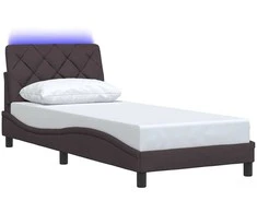 Lovos rėmas su LED be čiužinio, tamsiai rudas, 90x200 cm