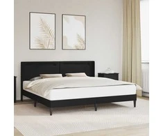 Lova Lovos rėmas su LED juostelėmis Juoda 180 x 200 cm Dirbtinė oda
