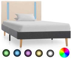 Lovos rėmas su LED, kreminis ir pilkas, 100x200cm, audinys