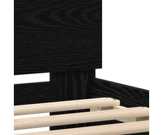 Lovos rėmas su LED Juodas ąžuolas 90 x 190 cm Apdirbta mediena