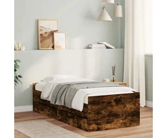 Lovos rėmas su stalčiais, dūminio ąžuolo spalvos, 100x200cm