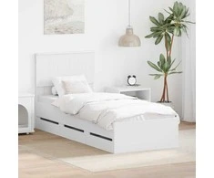 Lova Lovos rėmas su stalčių Balta 75 x 190 cm Inžinerinė mediena