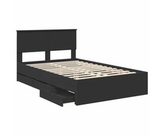 Lova Lovos rėmas su stalčių Juoda 120 x 200 cm Inžinerinė mediena