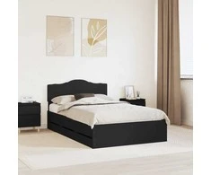 Lova Lovos rėmas su stalčių Juoda 120 x 190 cm Inžinerinė mediena