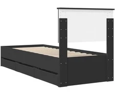 Lova Lovos rėmas su stalčių Juoda 75 x 190 cm Inžinerinė mediena