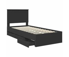 Lova Lovos rėmas su stalčių Juoda 90 x 200 cm Inžinerinė mediena