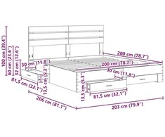 Lova Lovos rėmas Rūkyta ąžuolas 200 x 200 cm Apdirbta mediena