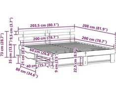 Lovos rėmas Vaško ruda 200 x 200 cm Kietos pušies mediena