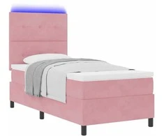 LED Čiužinio Lova su čiužiniu Rožinė 90 x 190 cm Aksomas