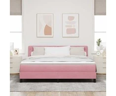 LED Čiužinio Lova su čiužiniu Rožinė 180 x 200 cm Aksomas