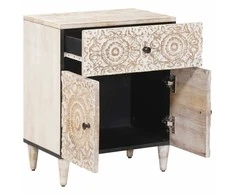 Lovos spintelė Balta 50 x 33 x 60 cm Kietas mango medis
