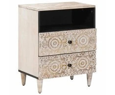 Lovos spintelė Balta 50 x 33 x 60 cm Kietas mango medis