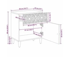 Lovos spintelė Balta 50 x 33 x 60 cm Kietas mango medis