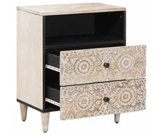 Lovos spintelė Balta 50 x 33 x 60 cm Kietas mango medis