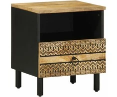 Lovos Spintelė Juoda 40x33x46 cm Masyvus Rough Wood Mango