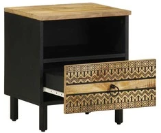 Lovos Spintelė Juoda 40x33x46 cm Masyvus Rough Wood Mango