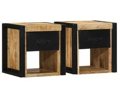 lovos spintelės 2 vnt 40x35x40cm masyvo neapdoroto medžio mango