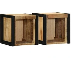 lovos spintelės 2 vnt 40x35x40cm masyvo neapdoroto medžio mango