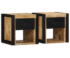 lovos spintelės 2 vnt 40x35x40cm masyvo neapdoroto medžio mango