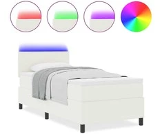LED Čiužinio Lova su galvūgalio Kremas ir balta 100 x 200 cm