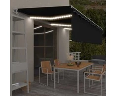 Markizė su uždanga/LED/vėjo jutikliu, antracito, 6x3m