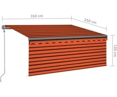 Markizė su uždanga/LED/vėjo jutikliu, oranžinė/ruda, 3,5x2,5m
